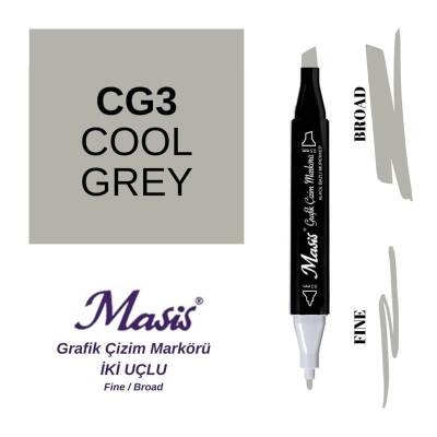 Masis Çift Uçlu Marker Grafik Çizim Kalemi CG3 Soğuk Gri - 1