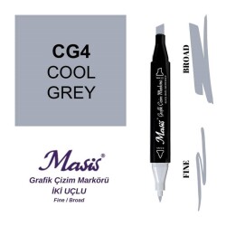 Masis Çift Uçlu Marker Grafik Çizim Kalemi CG4 Soğuk Gri - 1