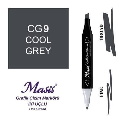 Masis Çift Uçlu Marker Grafik Çizim Kalemi CG9 Soğuk Gri - 1