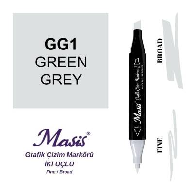 Masis Çift Uçlu Marker Grafik Çizim Kalemi GG1 Yeşilimsi Gri - 1