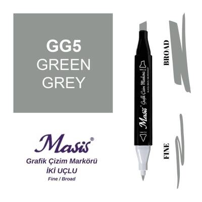 Masis Çift Uçlu Marker Grafik Çizim Kalemi GG5 Yeşilimsi Gri - 1