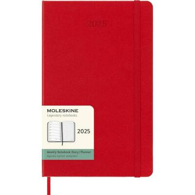 Moleskine 12 Ay Haftalık Ajanda L Boy 13x21 cm Sert Kapak Kızıl Kırmızı - 1