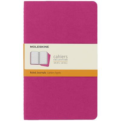 Moleskine Chaier 3'lü Günlük Defter Çizgili L Boy 13x21 cm 80 Sayfa Kinetik Pembe - 1