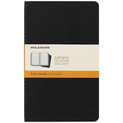 Moleskine Chaier 3'lü Günlük Defter Çizgili L Boy 13x21 cm 80 Sayfa Siyah - 1