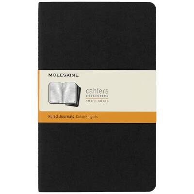 Moleskine Chaier 3'lü Günlük Defter Çizgili L Boy 13x21 cm 80 Sayfa Siyah - 1