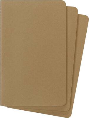 Moleskine Chaier 3'lü Günlük Defter Çizgisiz L Boy 13x21 cm 80 Sayfa Kraft - 3