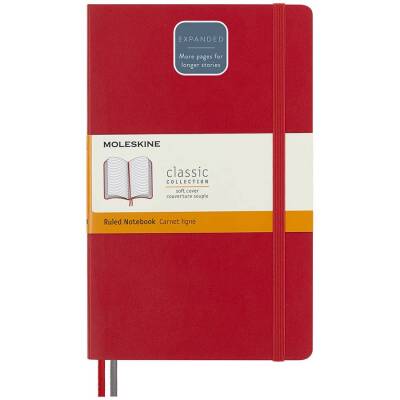 Moleskine LG Yumuşak Kapak Çizgili Defter L Boy 13x21 cm 400 Sayfa Scarlet Kırmızı  - 1