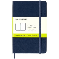 Moleskine Sert Kapak Çizgisiz Defter Cep Boy 9x14 cm 192 Sayfa Safir Mavi - 1