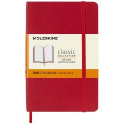 Moleskine Yumuşak Kapak Çizgili Defter Cep Boy 9x14 cm 192 Sayfa Scarlet Kırmızı - 1