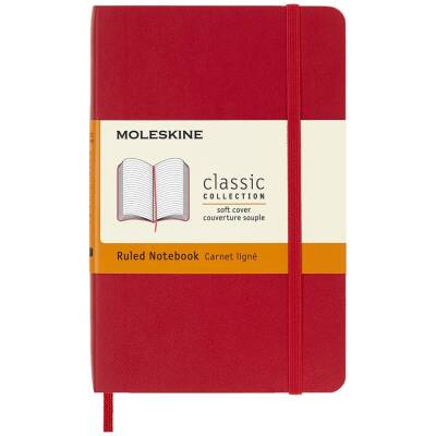 Moleskine Yumuşak Kapak Çizgili Defter Cep Boy 9x14 cm 192 Sayfa Scarlet Kırmızı - 1