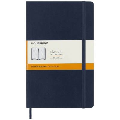 Moleskine Yumuşak Kapak Çizgili Defter L Boy 13x21 cm 192 Sayfa Safir Mavi - 1