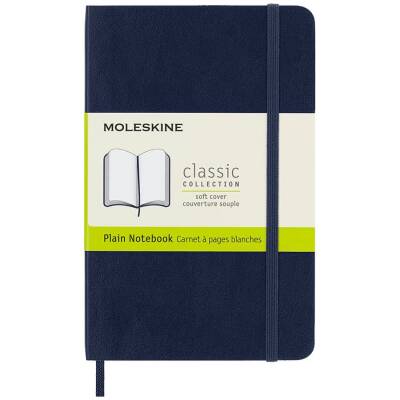 Moleskine Yumuşak Kapak Çizgisiz Defter Cep Boy 9x14 cm 192 Sayfa Safir Mavi - 1