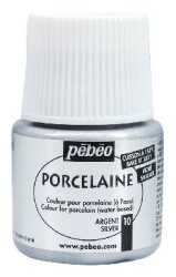 Pebeo Porcelaine 150 Fırınlanabilir Porselen Boyası (Metalik) 110 Shimmer Silver - 1