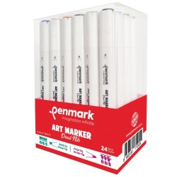 Penmark Art Marker Dual Nib Fırça Uç + Kesik Uç 24 Renk Set (Yerli Üretim) - 1