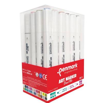 Penmark Art Marker Dual Nib Fırça Uç + Kesik Uç 24 Renk Set (Yerli Üretim) - 2