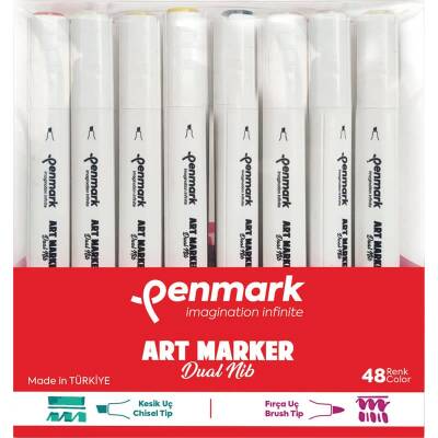 Penmark Art Marker Dual Nib Fırça Uç + Kesik Uç 48 Renk Set (Yerli Üretim) - 2