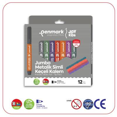 Penmark Süper Yıkanabilir Metalik Simli Jumbo Keçeli Kalem 12 Renk - 1