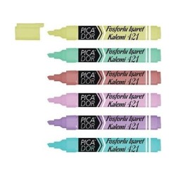 Picador 421 Pastel Fosforlu İşaretleme Kalemi Doldurulabilir 6 Renk Set - 1