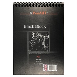 Ponart Black Blok Spiralli Siyah Defter 130 gr. 30 Sayfa A5 - 1