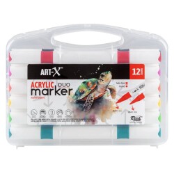 Rich Art-X Acrylic Duo Marker Çift Uçlu Su Bazlı Boyama Kalemi 12 Renk Set - 2