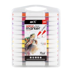 Rich Art-X Acrylic Duo Marker Çift Uçlu Su Bazlı Boyama Kalemi 24 Renk Set - 3