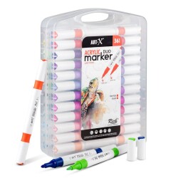 Rich Art-X Acrylic Duo Marker Çift Uçlu Su Bazlı Boyama Kalemi 36 Renk Set - 1