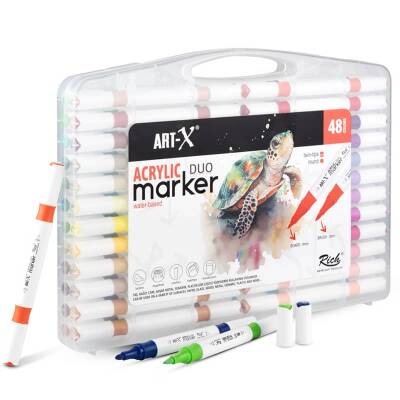 Rich Art-X Acrylic Duo Marker Çift Uçlu Su Bazlı Boyama Kalemi 48 Renk Set - 1