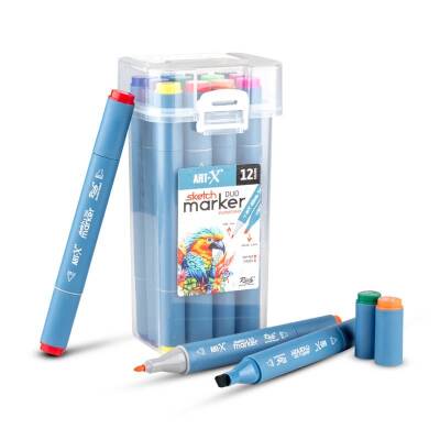 Rich Art-X Sketch Marker Duo Çift Uçlu Marker Kalem 12 Renk Set - 1