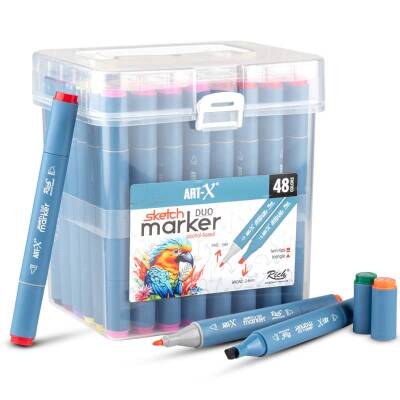 Rich Art-X Sketch Marker Duo Çift Uçlu Marker Kalem 48 Renk Set - 1