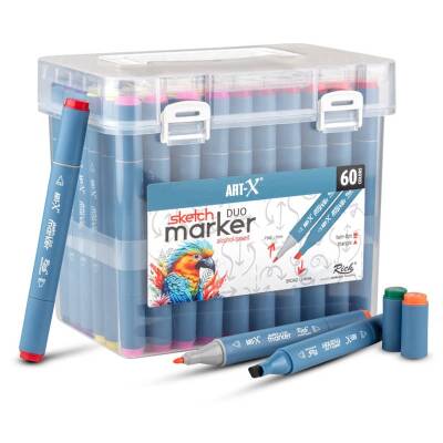 Rich Art-X Sketch Marker Duo Çift Uçlu Marker Kalem 60 Renk Set - 1