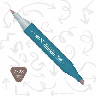 Rich Art-X Sketch Marker Duo Çift Uçlu Marker Kalem 7528 Pacific Grey - 1