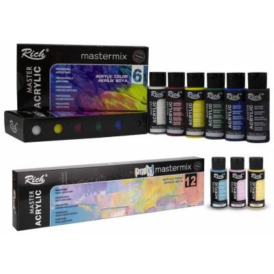 Rich Mastermix Akrilik Boya 6 Canlı + 12 Pastel Renk 18x60 cc. - 1