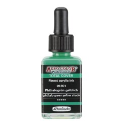 Schmincke Aero Color Akrilik Mürekkep 28 ml 851 Phthalo Green Yellow Shade - 1