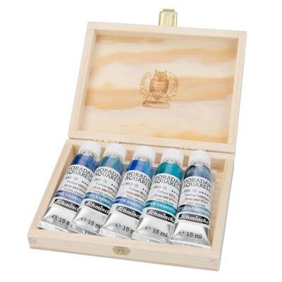 Schmincke Horadam Aquarell Super Granulation Sulu Boya Seti Deep Sea 5 x 15 ml Ahşap Kutu - 1