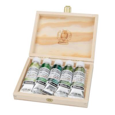 Schmincke Horadam Aquarell Super Granulation Sulu Boya Seti Forest 5 x 15 ml Ahşap Kutu - 1