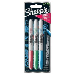 Sharpie Metallic Permanent Marker Kalem Kırmızı-Yeşil-Mavi 3 Renk SET - 1