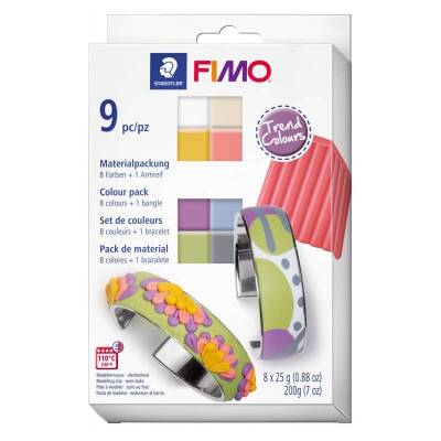 Staedtler Fimo Soft Polimer Kil Seti 8 Tenk x 25 gr + Metal Bilezik - 1