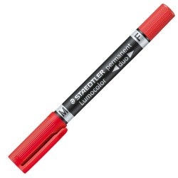 Staedtler Lumocolor Duo Permanent Kalem Yuvarlak Uç Kırmızı 0.6 mm - 1.5 mm - 1