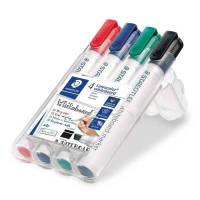 Staedtler Lumocolor Kesik Uçlu Beyaz Tahta Kalemi 2-5 mm 4 Renk Set - 1