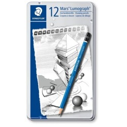 Staedtler Mars Lumograph Dereceli Kalem 12'li Set Metal Kutu (6B-4H) - 1