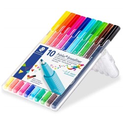 Staedtler Triplus Broadliner Kalem 0.8mm 10 RENK PLASTİK KUTULU SET - 1