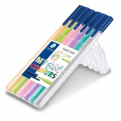 Staedtler Triplus Color Keçe Uçlu Kalem 1mm 6 PASTEL RENK PLASTİK KUTULU SET - 1