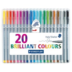 Staedtler Triplus Fineliner Kalem 0.3mm 20 RENK PLASTİK KUTULU SET - 1