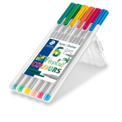 Staedtler Triplus Fineliner Kalem 0.3mm 6 TROPICAL COLOURS PLASTİK KUTULU SET - 1