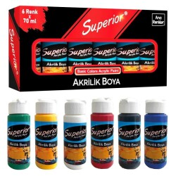 Superior Akrilik Boya 6 Renk x 70 ml Ana Renkler - 1