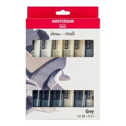 Talens Amsterdam Akrilik Boya 12 Renk x 20 ml Set Greys - 1