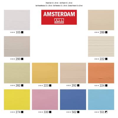 Talens Amsterdam Akrilik Boya 12 Renk x 20 ml Set Pastels - 3