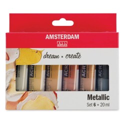 Talens Amsterdam Akrilik Boya 6 Renk x 20 ml Set Metallics - 1