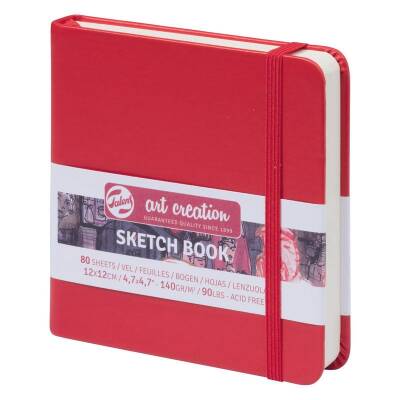 Talens Art Creation Sketchbook Sert Kapak Eskiz Defteri 140 gr 12x12 cm 80 yp KIRMIZI - 1