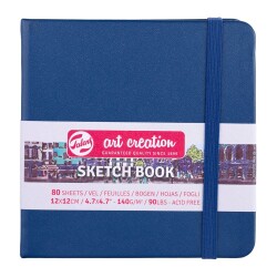 Talens Art Creation Sketchbook Sert Kapak Eskiz Defteri 140 gr 12x12 cm 80 yp NAVY BLUE - 1